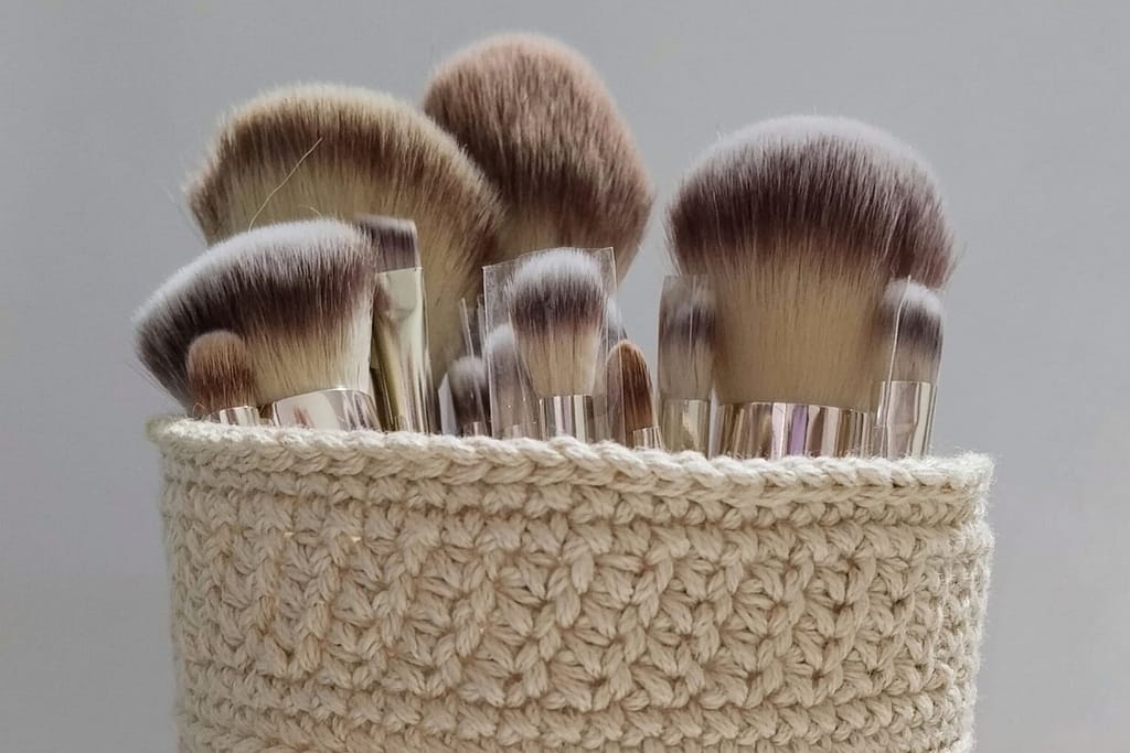 canasta crochet para maquillaje